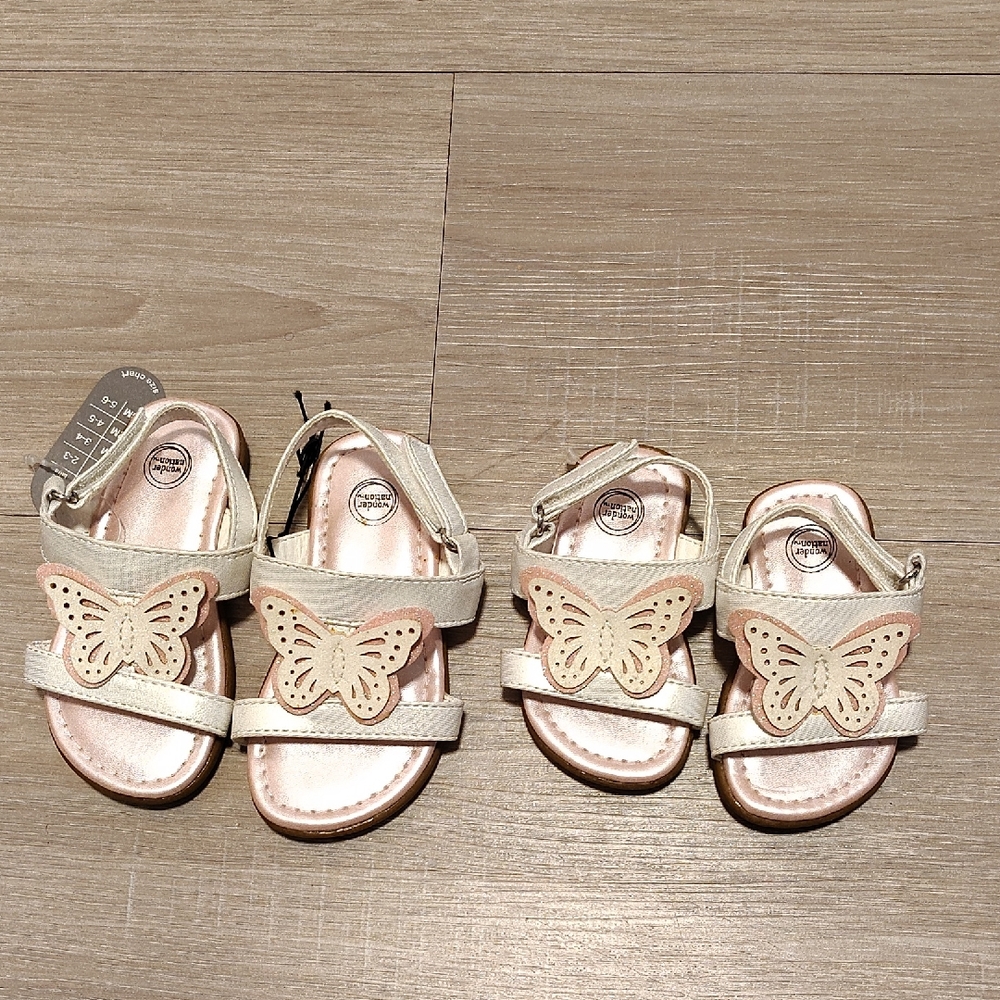 Girls' White And Pink Butterfly Sandals - Sold Each